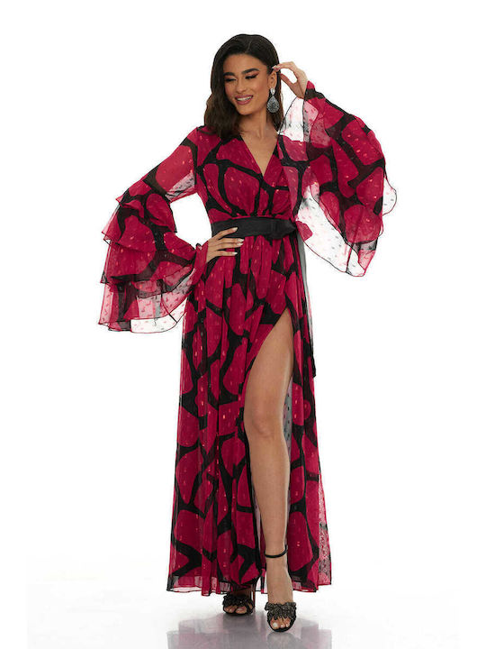 RichgirlBoudoir Maxi Evening Dress with Ruffle Fuchsia