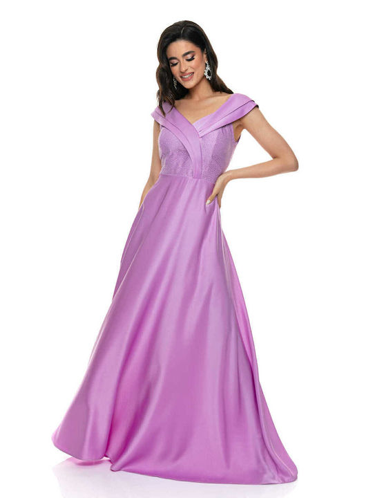 RichgirlBoudoir Maxi Rochie pentru Nuntă / Botez Satin Violet