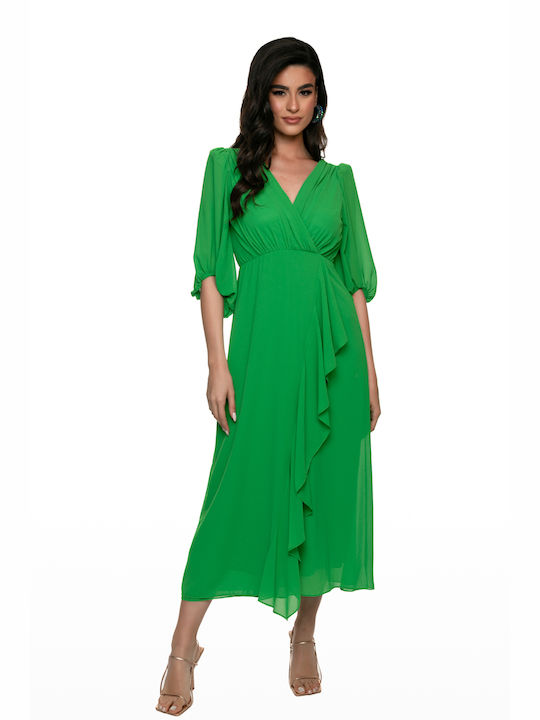 RichgirlBoudoir Summer Maxi Evening Dress with Ruffle Green