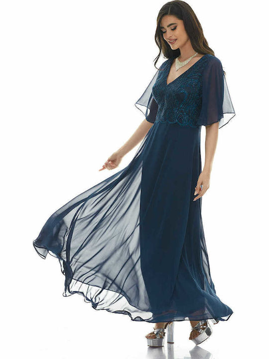 Summer Maxi Dress for Wedding / Baptism Navy Blue