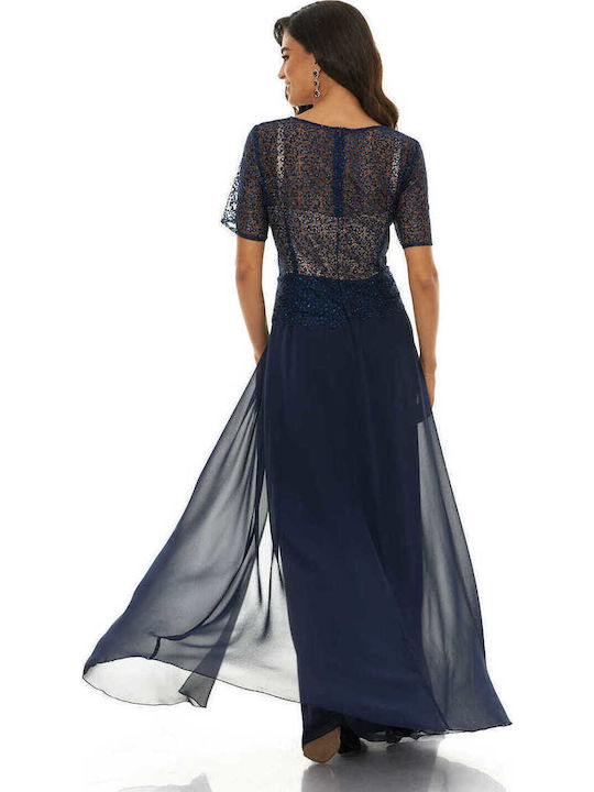 Summer Maxi Dress for Wedding - Christening Navy Blue
