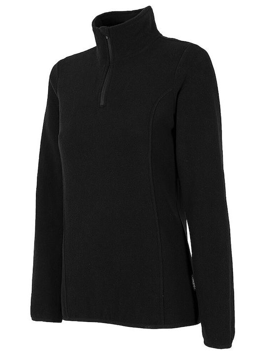 Winter Women's Fleece Blouse Hiking Long Sleeve with Zipper Black