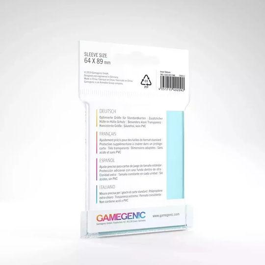 Gamegenic Inner Inner Sleeve Standard Size 100τμχ Διάφανες