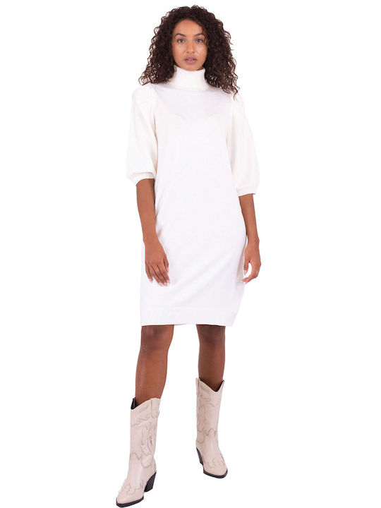 Liu Jo Mini Dress Knitted Turtleneck White