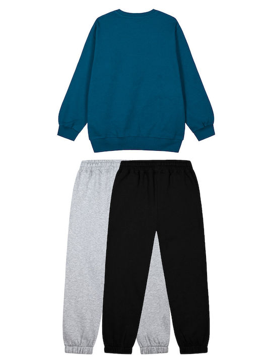 Kids Sweatpants Set Grey melange, Black, Petrol 3pcs Make Every Day Count