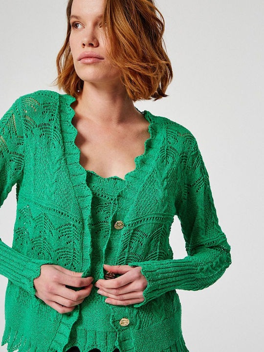 Women's Knitted Cardigan with Buttons Green