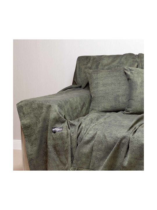 Aslanis Home Decorative Pillow Case Kedros from 100% Cotton Olive green / Charcoal 30x50cm.