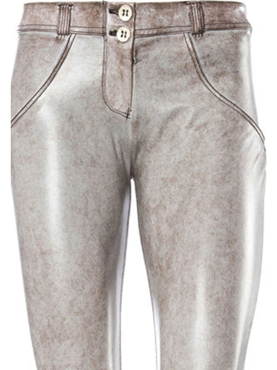 Damen Stoff Hose Push-up in Enger Passform Silber