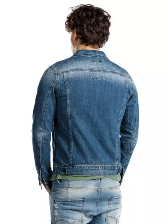 Devergo Men's Winter Denim Jacket Blue