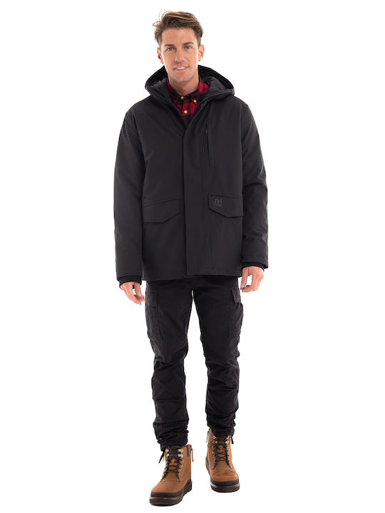 Selected Herren Winter Jacke Lässig Schwarz