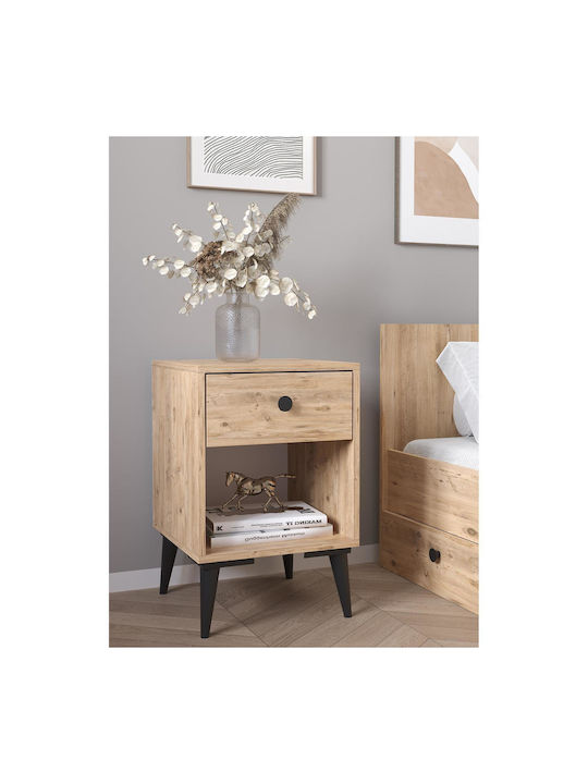 Bedside Table Amari Wooden Beige 43x43x67.5cm