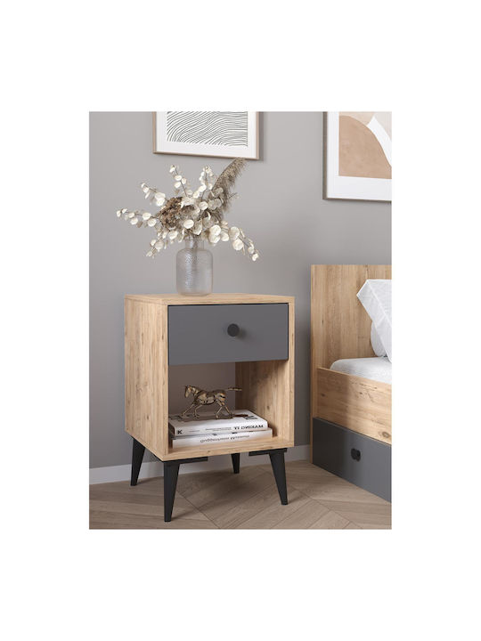 Bedside Table Amari Wooden Beige 43x43x67.5cm