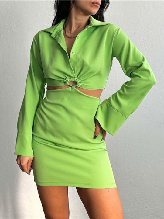 Chica Mini Rochie de Seară Rochie cu cămașă Verde