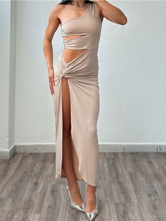 Chica Sommer Maxi Abendkleid Beige