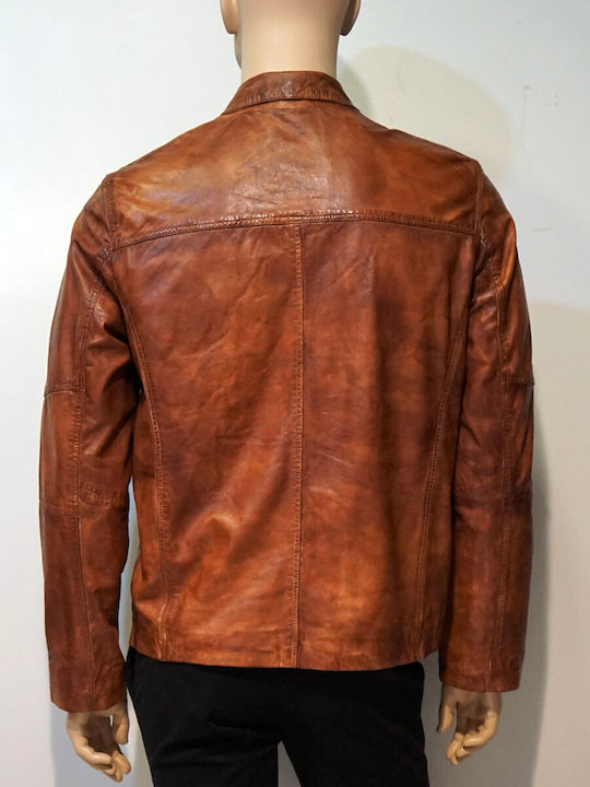 Ricano Men's Winter Leather Jacket Brown