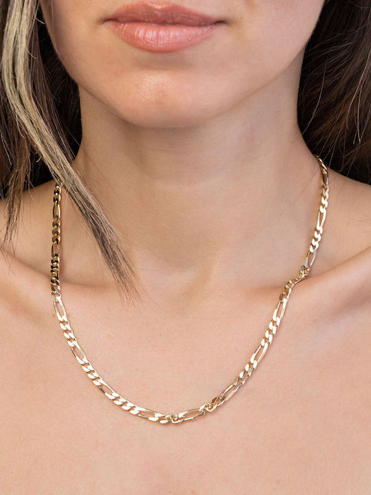 Kiriakos Gofas Χρυσή Αλυσίδα Λαιμού 14Κ Λεπτή Πάχους 4.5mm και Μήκους 50cm