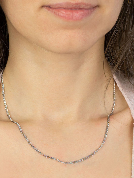 Kiriakos Gofas White Gold Chain Neck 14K Thin Thickness 2.4mm and Length 45cm