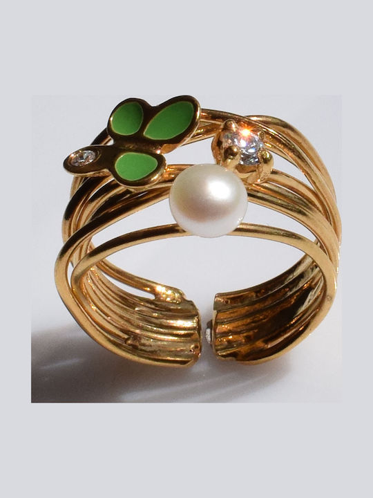 Bizoutaki Women's Silver Gold Plated Ring Bizoutaki Women's Silver Gold Plated Ring