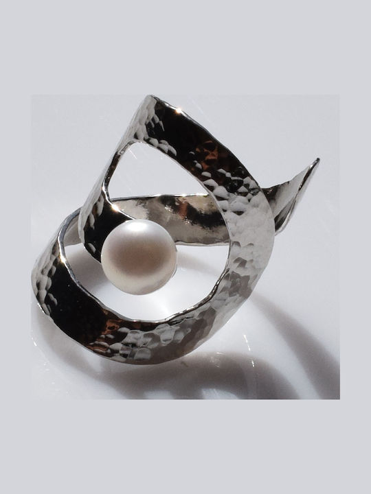 Bizoutaki Ring with Pearls made of Silver