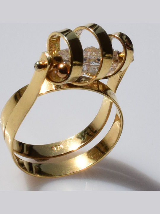 Bizoutaki Ring with Stones made of Silver Gold Plated