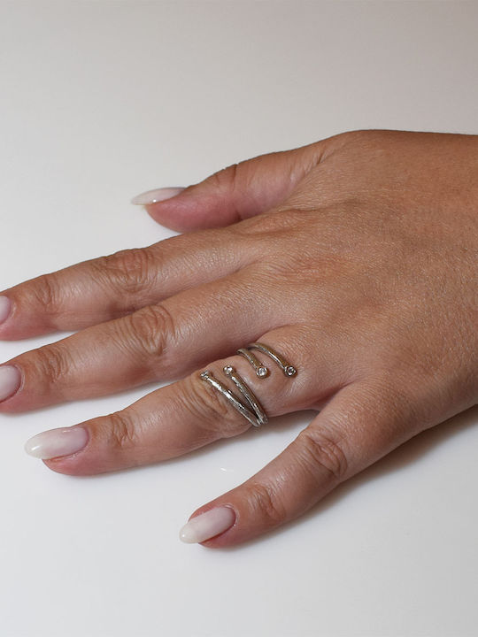 Bizoutaki Ring with Zircon made of Silver