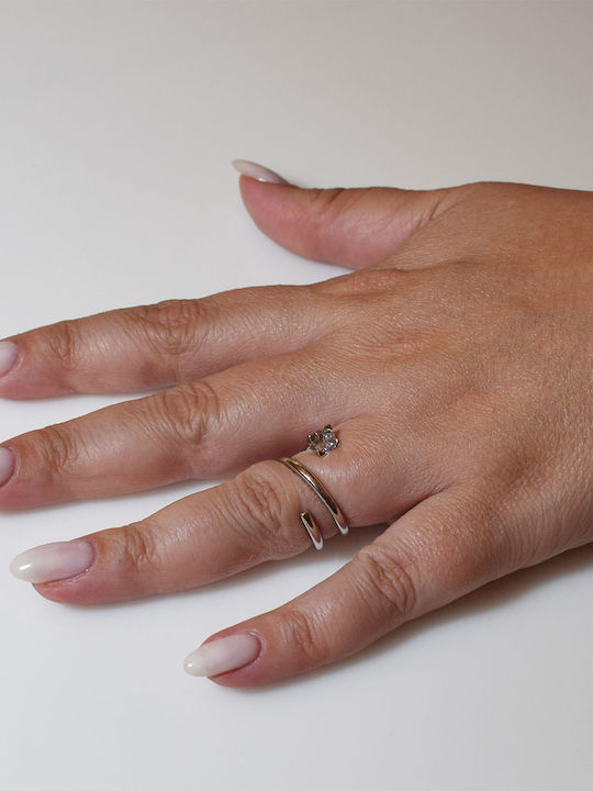 Bizoutaki Ring with Zircon made of Silver