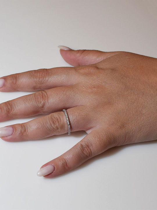 Bizoutaki Ring Small Wedding Band with Zircon made of Silver