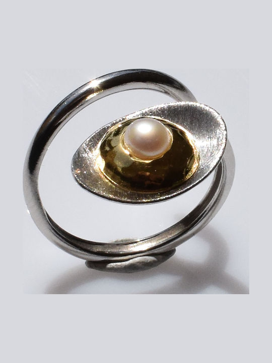 Bizoutaki Ring with Pearls made of Silver