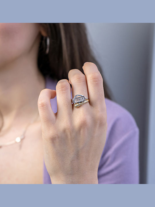 Kiriakos Gofas Ring with Stones made of Gold 14K
