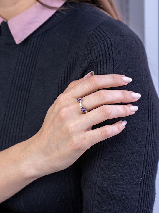 Kiriakos Gofas Ring with Stones made of Gold 14K