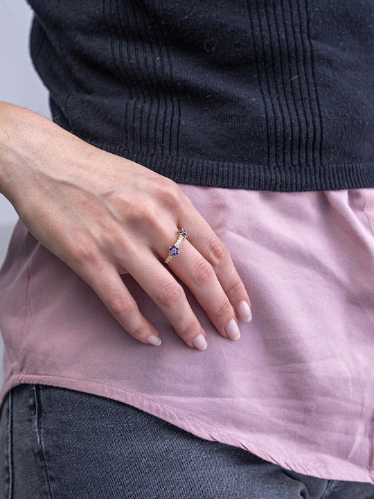 Kiriakos Gofas Ring with Stones made of Gold 14K