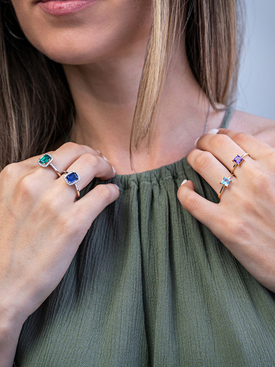 Kiriakos Gofas Ring with Stones made of Gold 14K