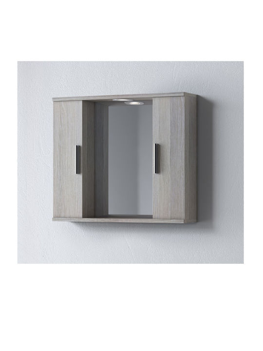 Martin Alon 65 Τετράγωνος Καθρέπτης Μπάνιου Led από MDF με Ράφι & Ντουλάπι 65x65cm Harmony
