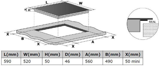Robin Over Counter Oven 80lt W59.4cm.