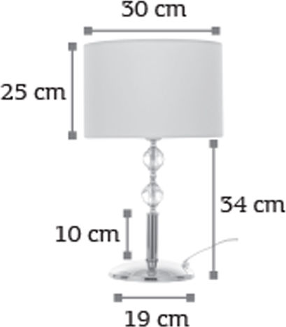 Inlight Crystal Table Lamp for Socket E27 with White Shade and Silver Base