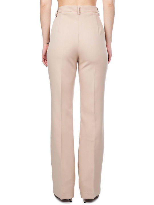 Vicolo Damen Hoch tailliert Stoff Hose Beige