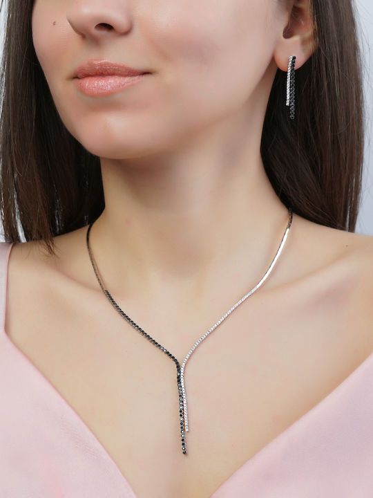 Kiriakos Gofas Set with Necklace , Earrings & Bracelet from White Gold 14K