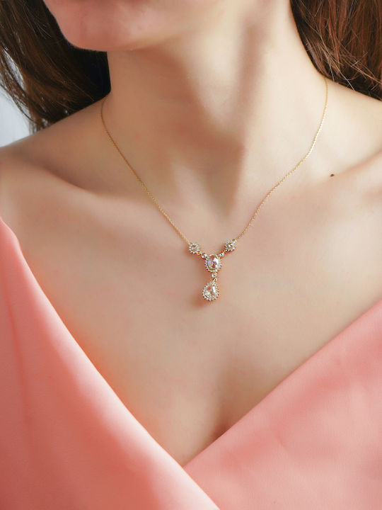 Kiriakos Gofas Set with Necklace , Earrings & Ring from Gold 14K with Stones