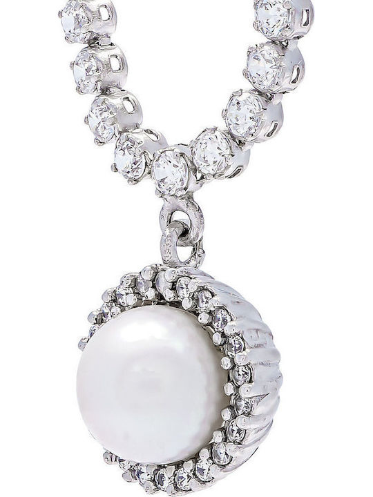 Kiriakos Gofas Set with Necklace , Earrings & Bracelet from White Gold 14K with Stones