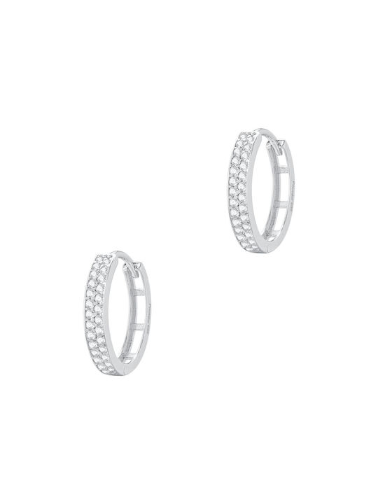 Kiriakos Gofas Earrings Hoops made of Platinum with Stones