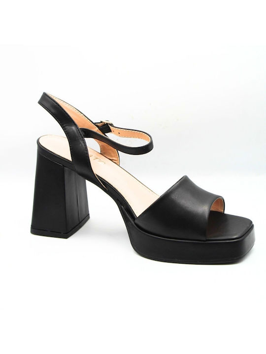 Plato Platform Women's Sandals Black with High Heel