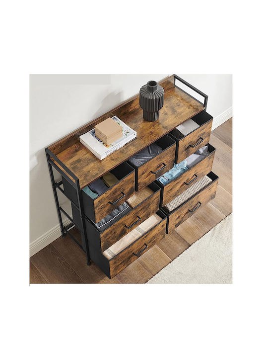 Wooden & Metallic Chest of Drawers with 7 Drawers 98x28.5x85cm
