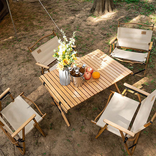 Table for Camping Foldable 58x60x45cm Brown