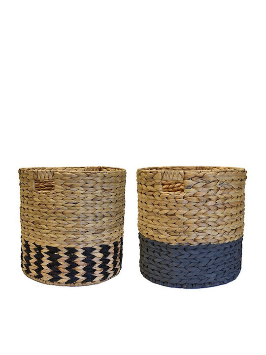 Coș decorativ Wicker Μαύρο/Φυσικό Υδρουάκινθου Στρογγυλό 40x40x39buc Atmosphera