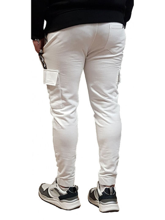Pantaloni de trening cu Elastic Alb