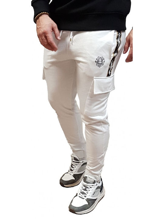 Pantaloni de trening cu Elastic Alb