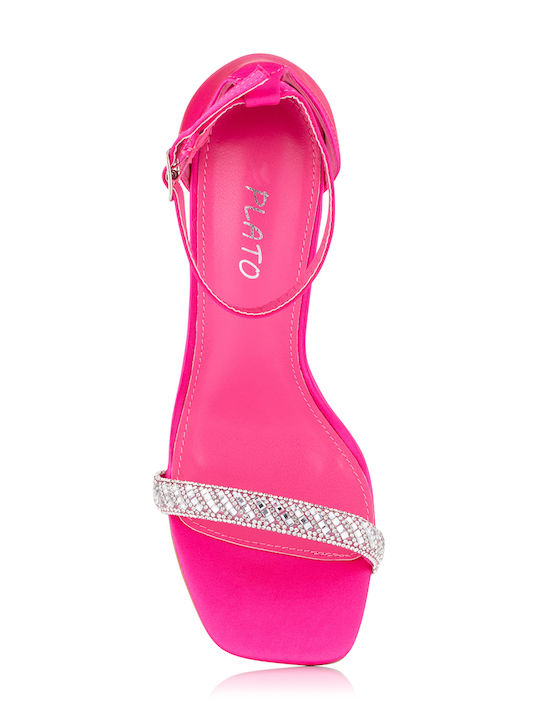 Sandalen mit Strass Fuchsie