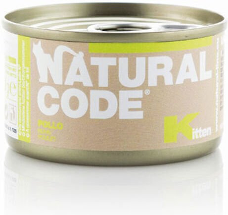 Natural Code Kitten Wet Cat Food for Junior Cats in Cans with Chicken Gluten Free 85gr