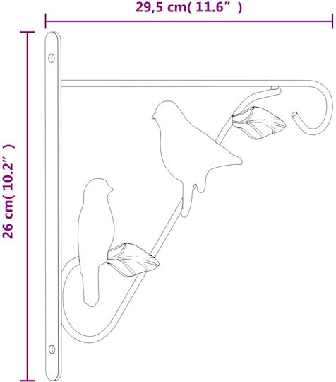 vidaXL Pot Hooks Metal Black 29.5cmx26cmcm. 4pcs