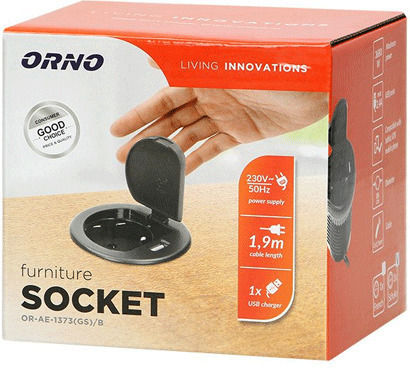 Orno Single Power Socket Office Black